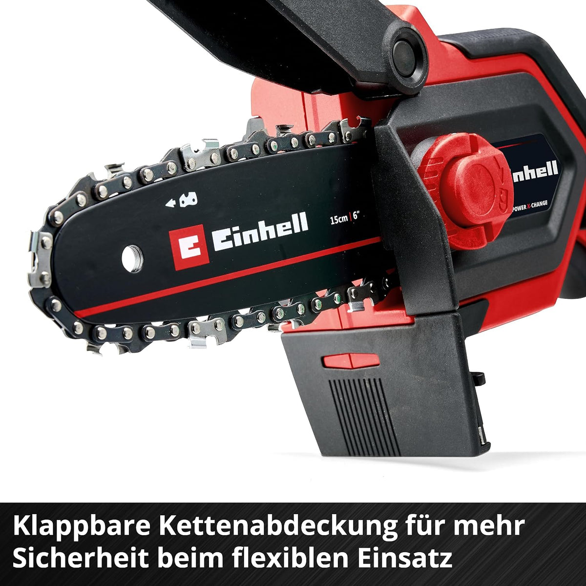 Einhell Akku-Astkettensäge GE-PS 18/15 Li BL Kit Power X-Change (18 V, Brushless, 12,5 cm Schnittlänge, werkzeugloser Schwert-/Kettenwechsel, inkl. 2,5 Ah Akku, Ladegerät, E-Case S-F)