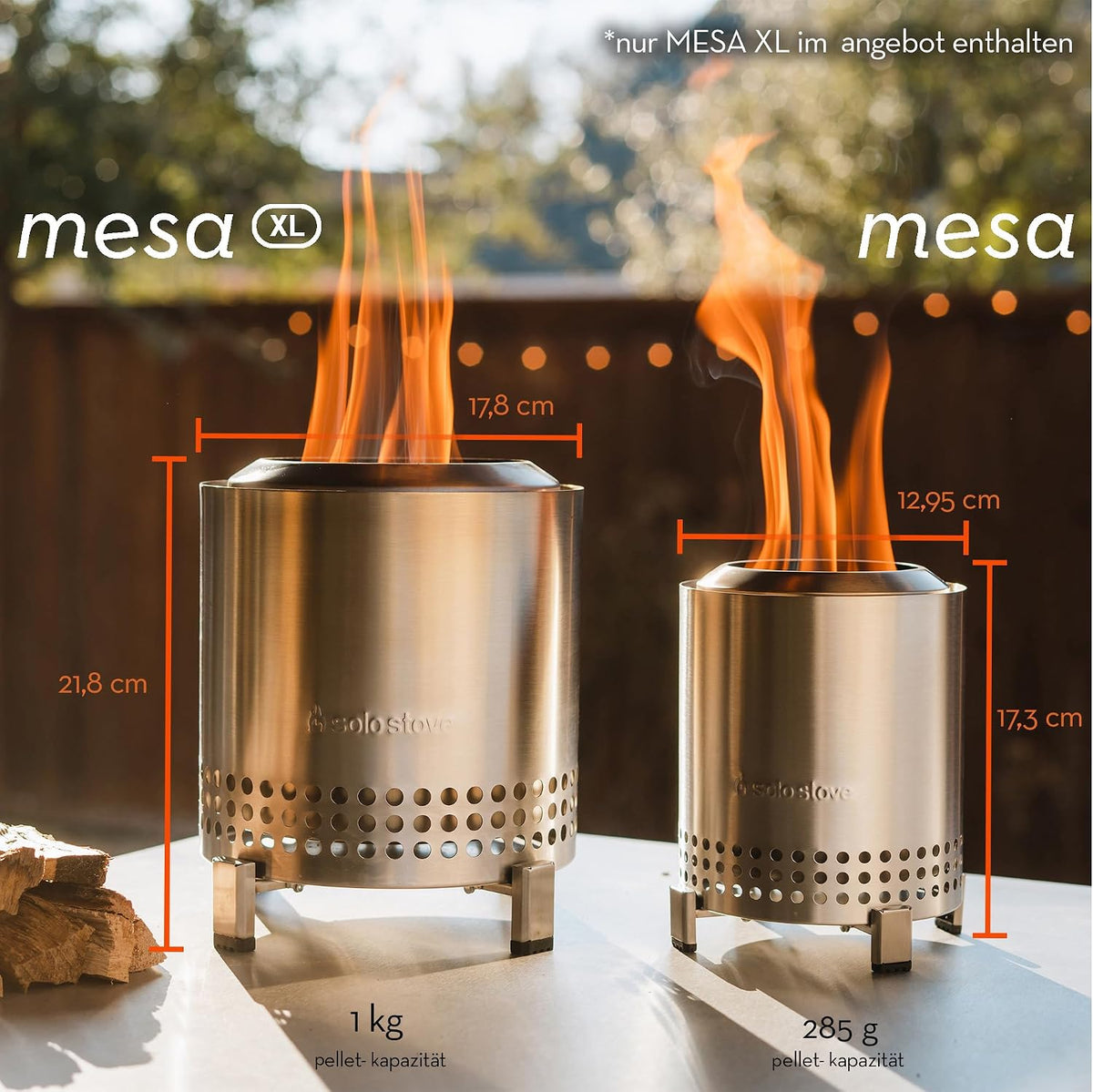Solo Stove Mesa XL Outdoor Table Fire, Low-Smoke Mini Table Fireplace