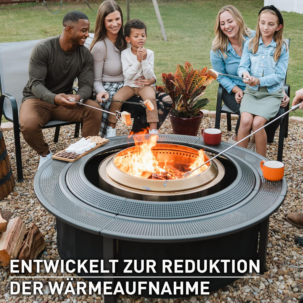 Solo Stove Surround Fire Pit Table with Heat Protection Large | Raiser and Storage for Yukon Powder Coated Steel/UV Resistant Material - Height 52cm Width 133.5cm Black