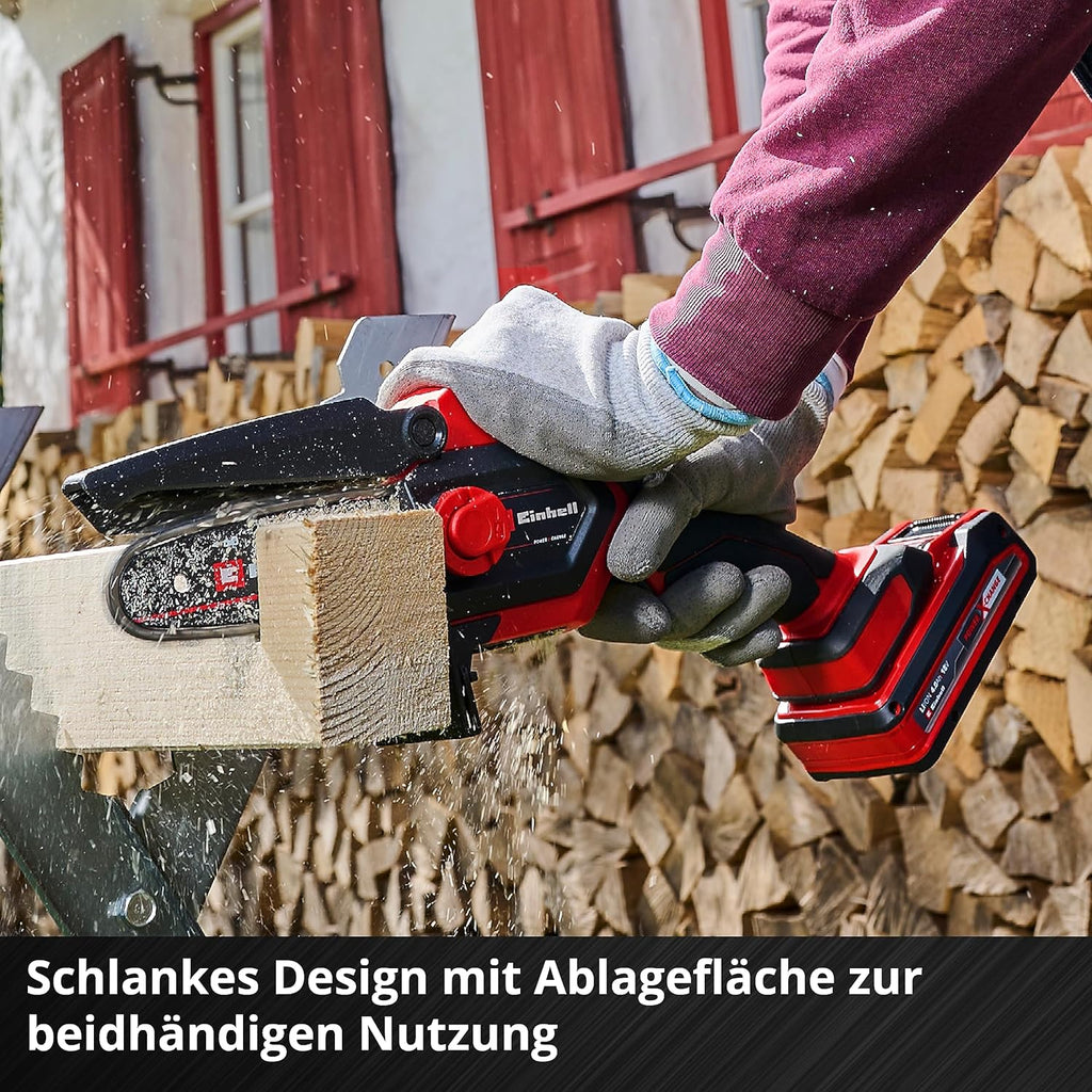 Einhell Akku-Astkettensäge GE-PS 18/15 Li BL Kit Power X-Change (18 V, Brushless, 12,5 cm Schnittlänge, werkzeugloser Schwert-/Kettenwechsel, inkl. 2,5 Ah Akku, Ladegerät, E-Case S-F)