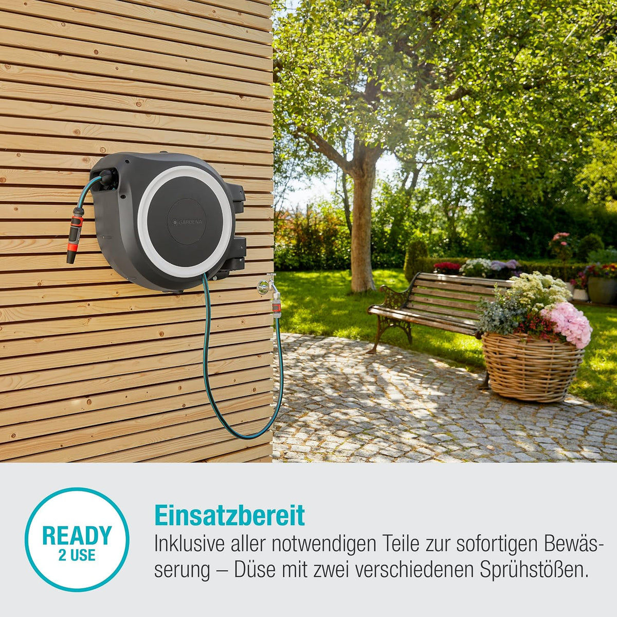 Gardena Wand-Schlauchbox Rollup XL, weiß, 35 m