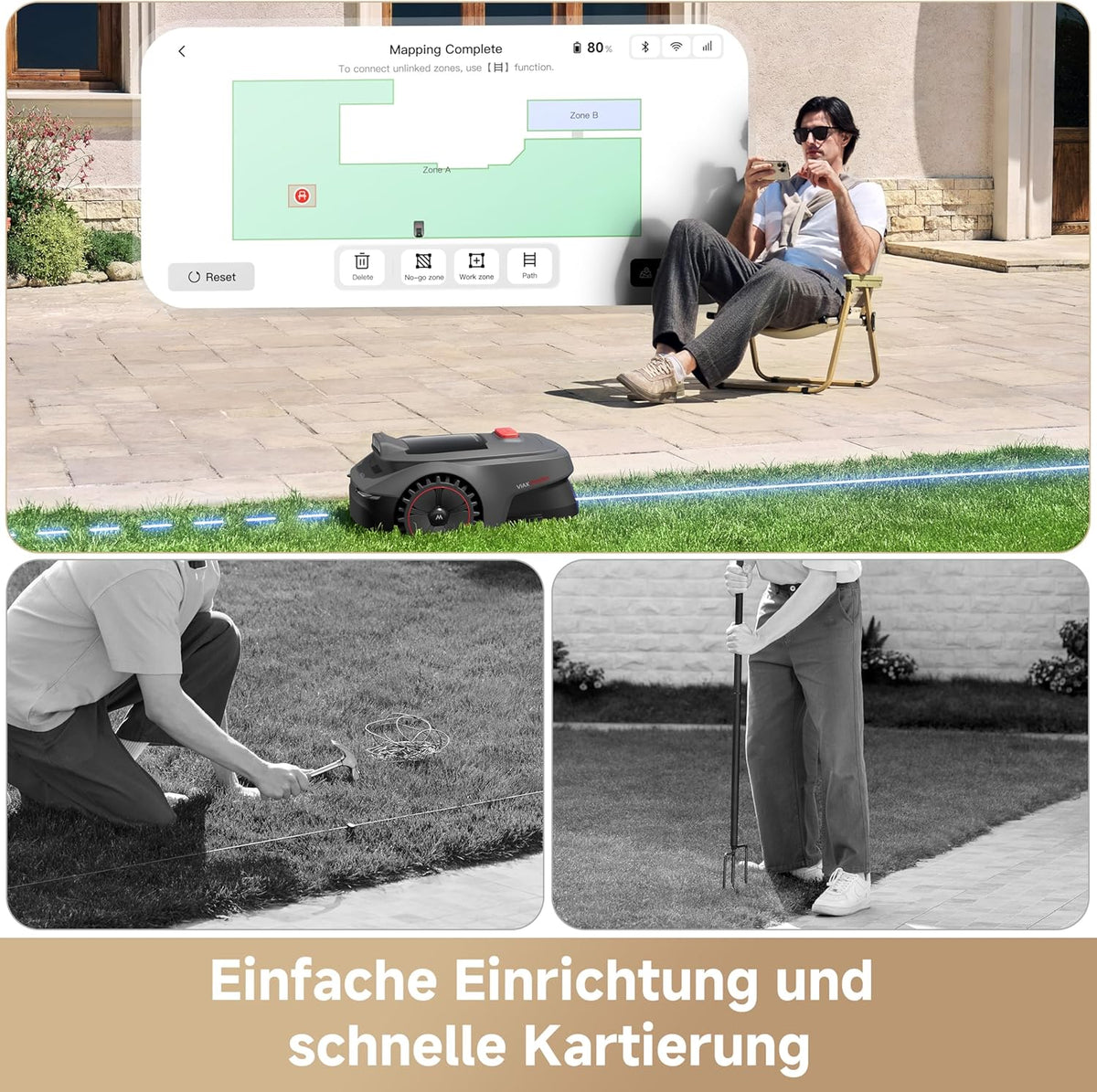 MOVA ViAX 250 Mähroboter ohne Begrenzungskabel, Dual-Vision