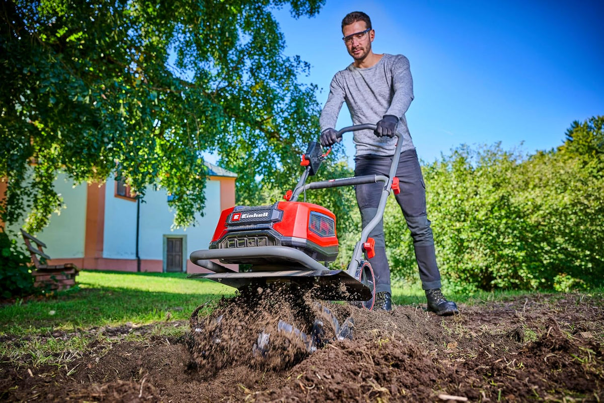 Einhell GP-CR 36/45 Li E BL-Solo Power X-Change Cordless Tiller (36 V, Carbonless Motor, Working Width 45 cm, Working Depth 23 cm, Height Adjustable Wheels)
