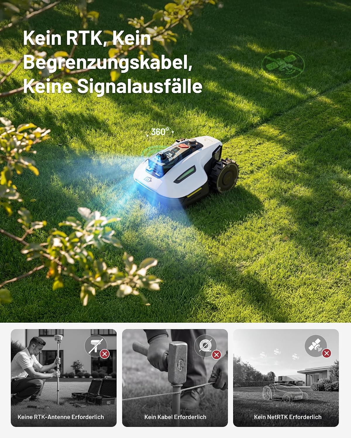 MAMMOTION YUKA mini 2 800 Rasenroboter ohne Begrenzungskabel