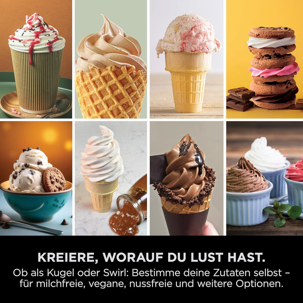 Ninja CREAMi Scoop & Swirl Eismaschine mit 2 Behältern Platinsilber NC701EU