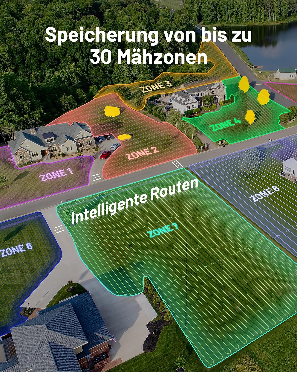 MAMMOTION LUBA 2 AWD 5000X Mähroboter ohne Begrenzungskabel, NetRTK+Vision, Keine RTK-Antenne erforderlich, Auto-Kartierung, Empf. 5000m², Max. 6000m², mit 4G-Modul, 80% Steigung