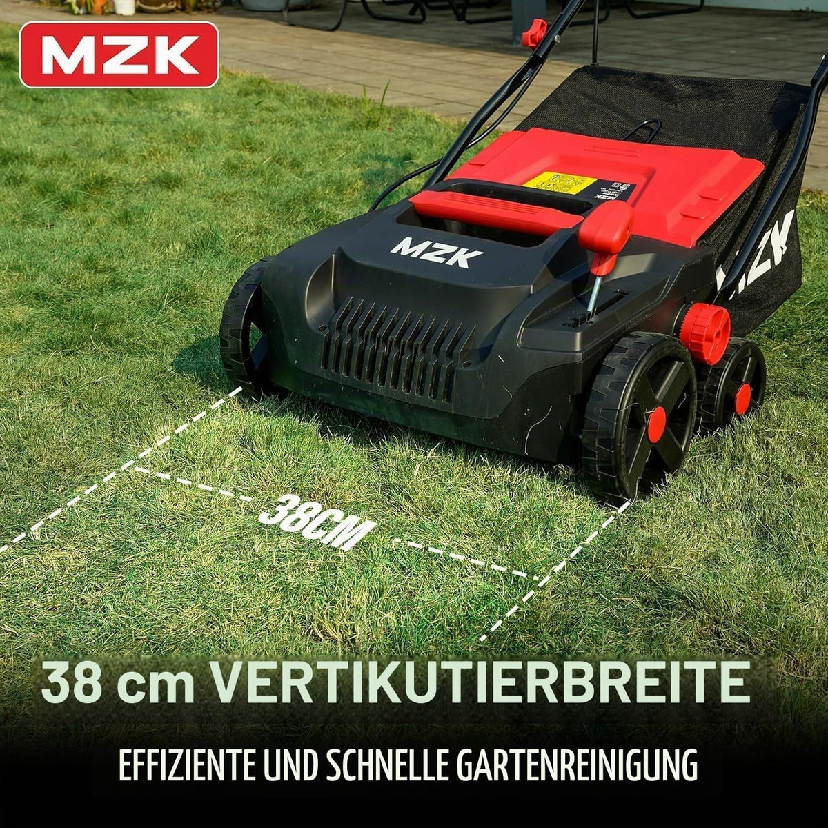 MZK Elektro Vertikutierer & Rasenlüfter, 38 cm, 3700 U/min