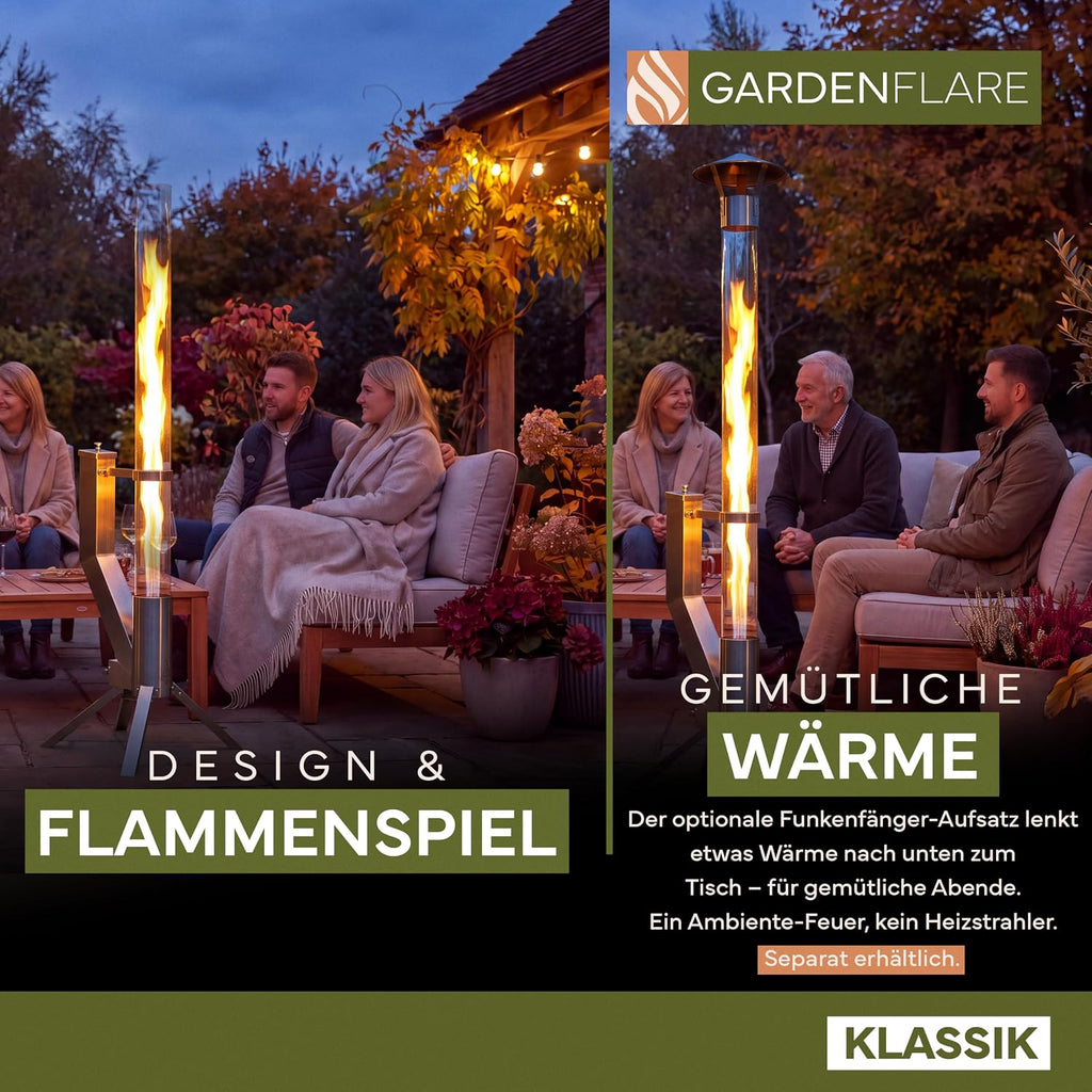 GARDENFLARE Classic Fire Pipe - Stainless Steel Pellet Torch for Garden