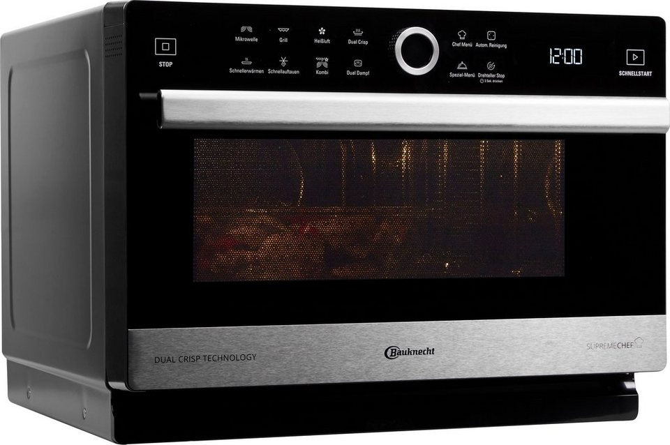 BAUKNECHT MW 3391 SX Mikrowelle mit Grill Heißluft Dampf 33 l 1000 W
