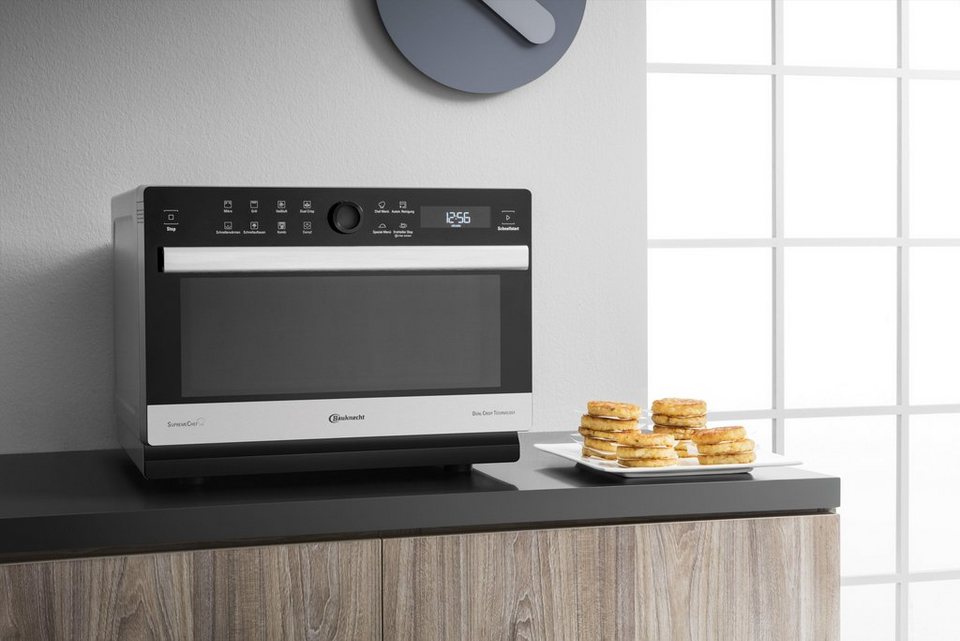 BAUKNECHT MW 3391 SX Mikrowelle mit Grill Heißluft Dampf 33 l 1000 W