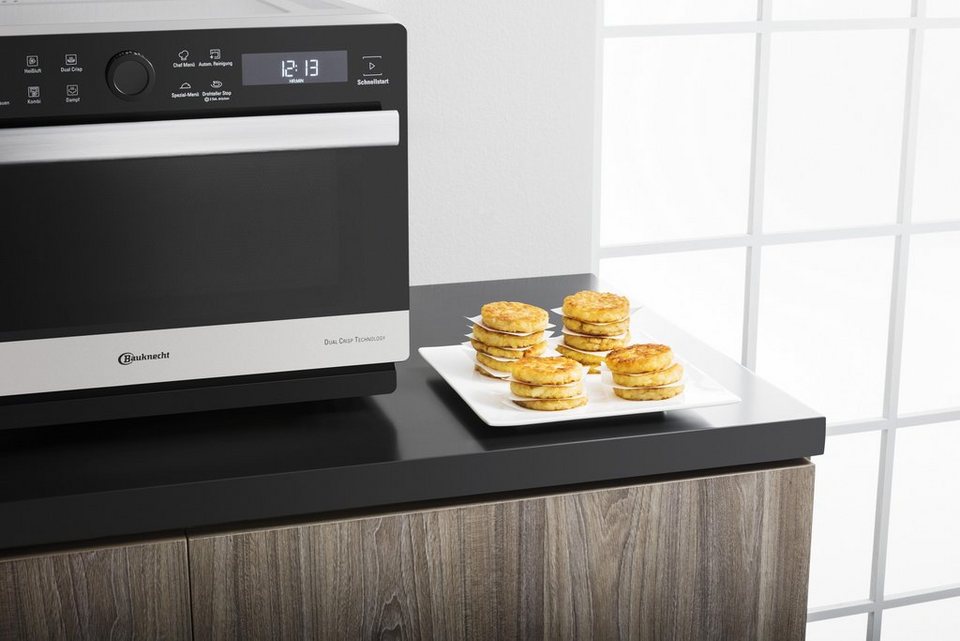 BAUKNECHT MW 3391 SX Mikrowelle mit Grill Heißluft Dampf 33 l 1000 W