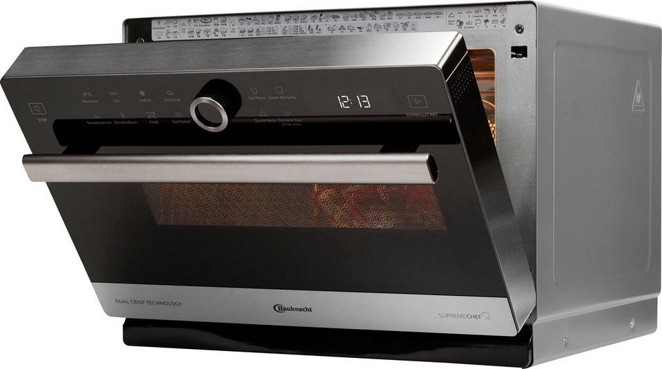 BAUKNECHT MW 3391 SX Mikrowelle mit Grill Heißluft Dampf 33 l 1000 W