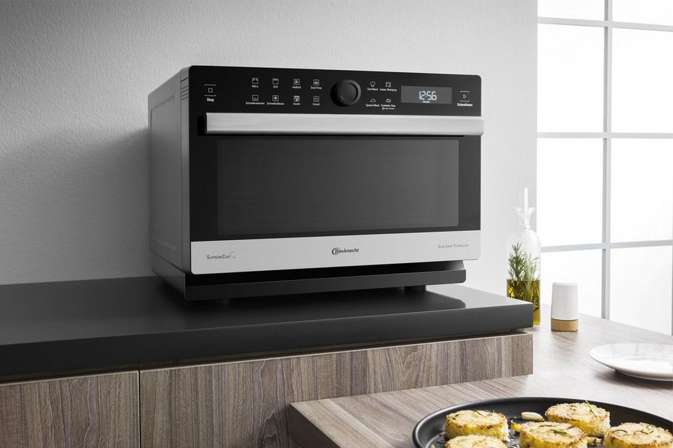 BAUKNECHT MW 3391 SX Mikrowelle mit Grill Heißluft Dampf 33 l 1000 W