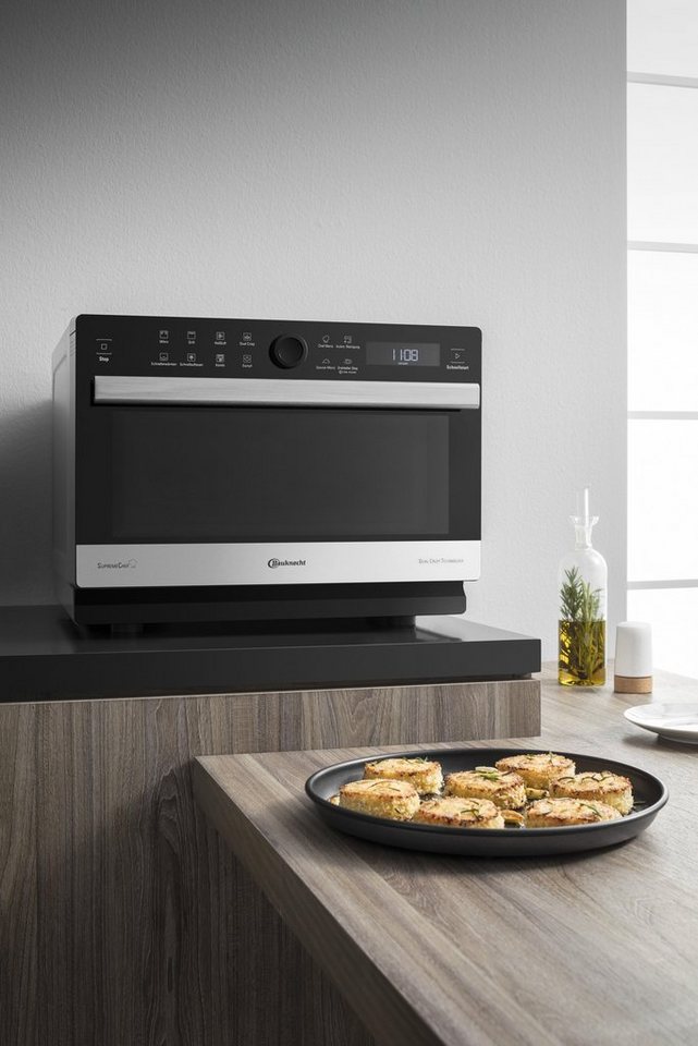 BAUKNECHT MW 3391 SX Mikrowelle mit Grill Heißluft Dampf 33 l 1000 W