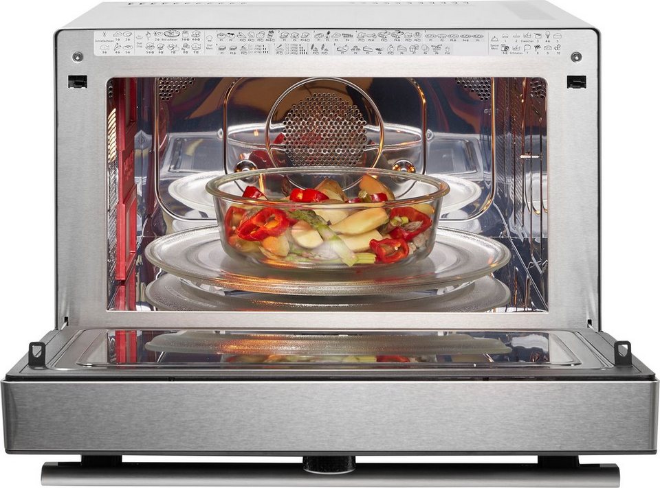 BAUKNECHT MW 3391 SX Mikrowelle mit Grill Heißluft Dampf 33 l 1000 W